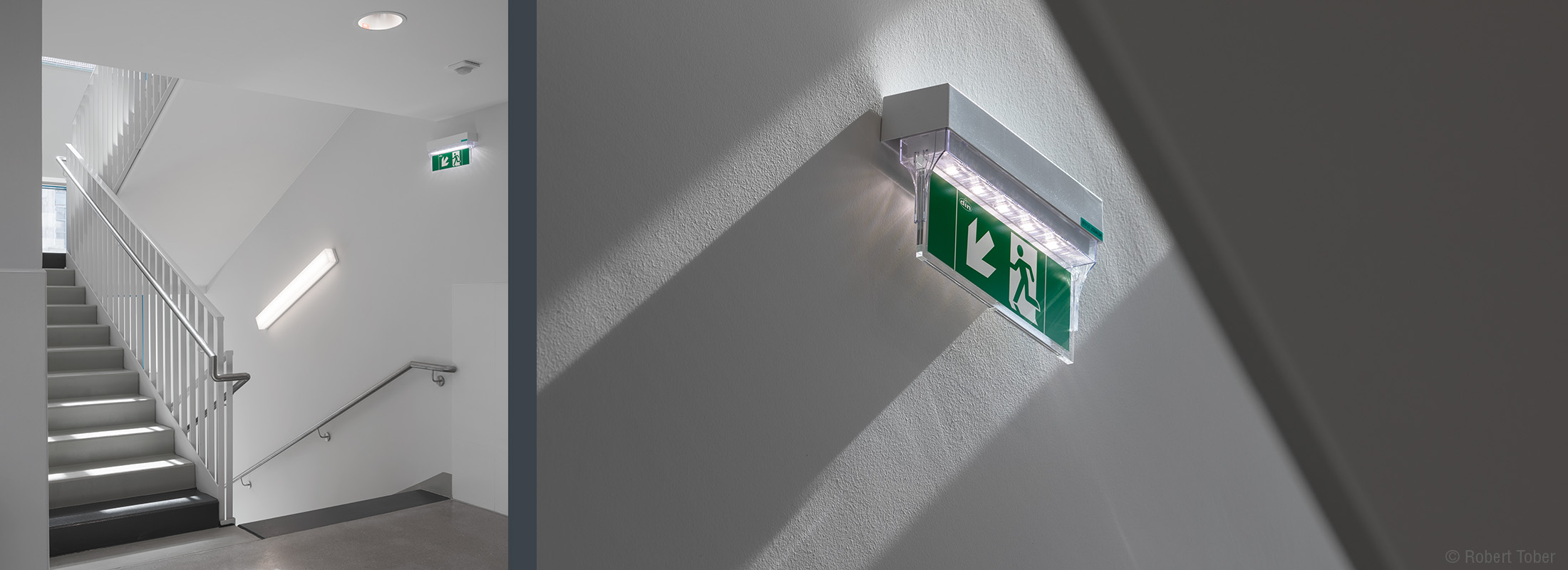 AKH Wien Stationsgebäude Süd, Fluchtwegkennzeichnung · Foto: Robert Tober