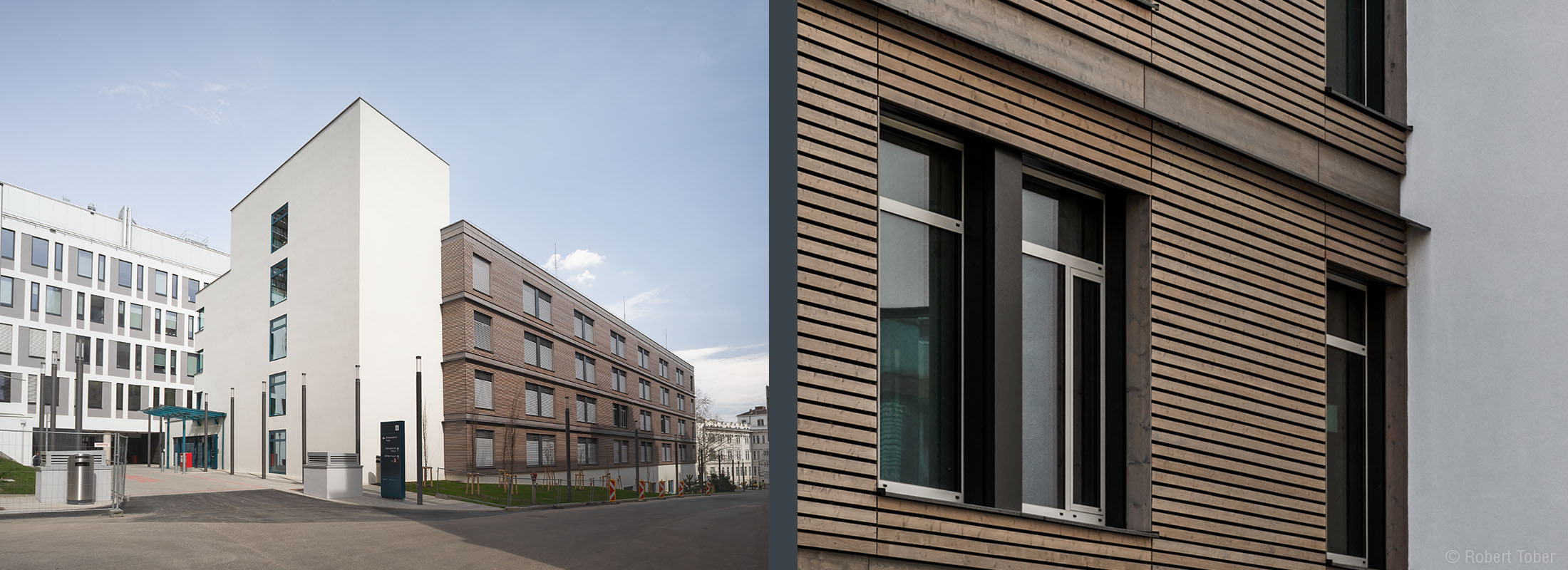 AKH Wien Stationsgebäude Süd, Holzfassade · Foto: Robert Tober